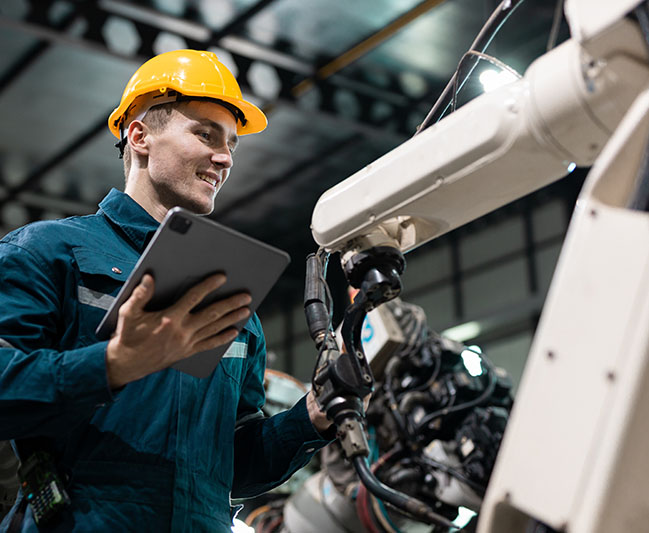 Robotic engineer automatic mechanic checking quality system of a